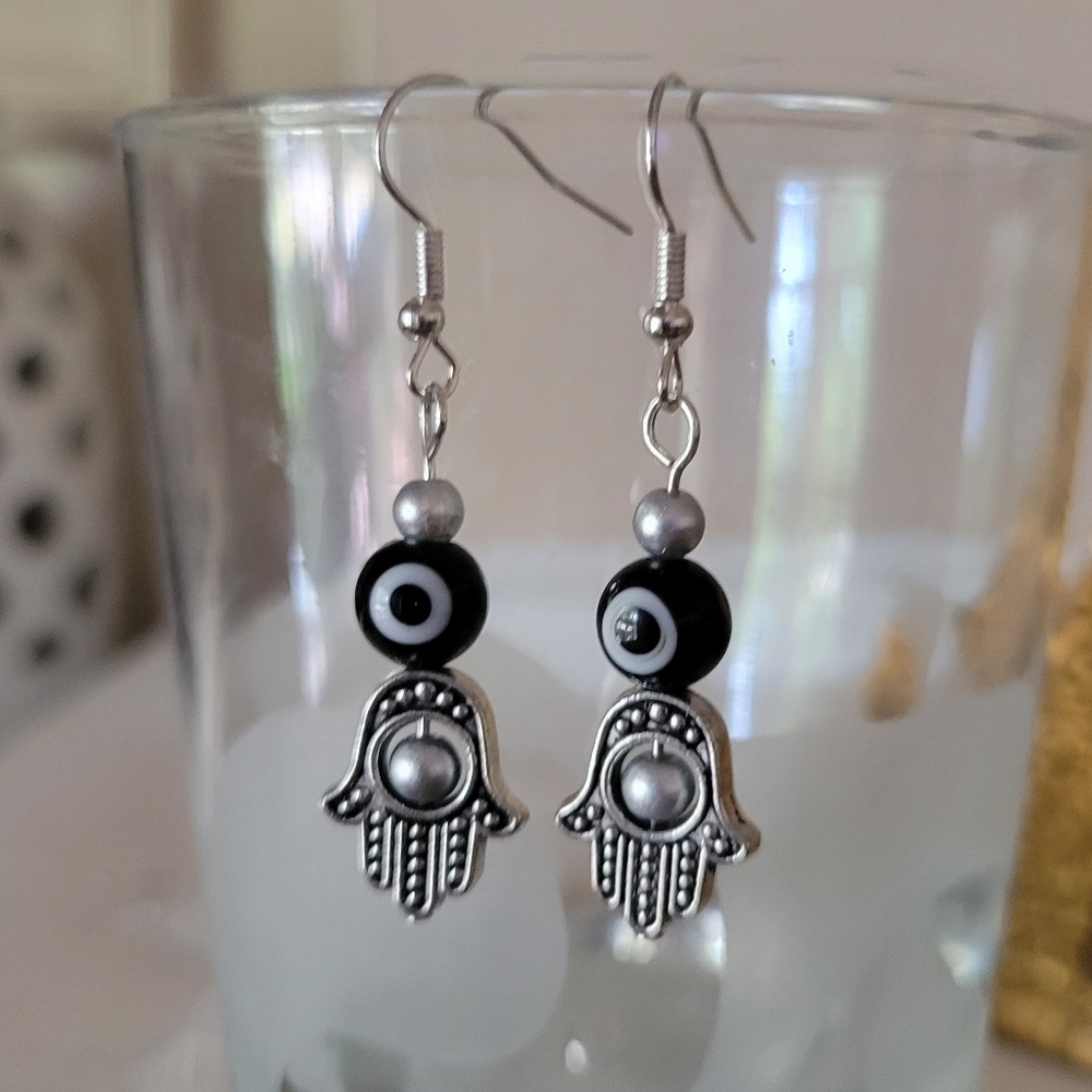 Hamsa Evil Eye Handmade Earrings